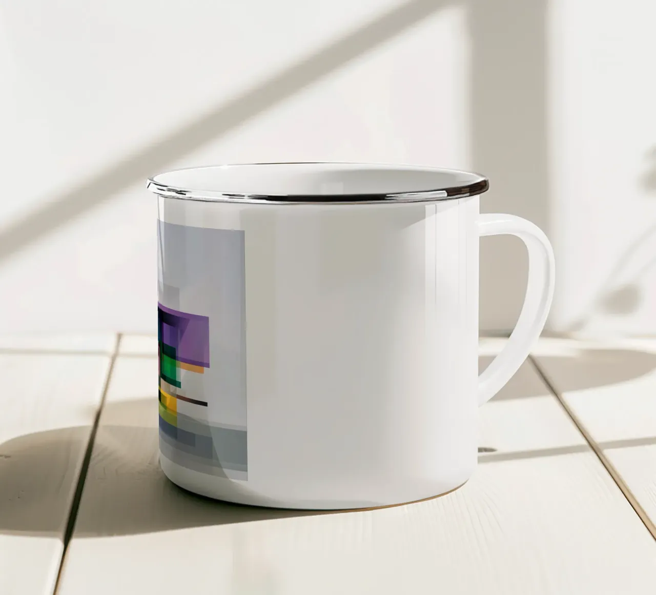 Case geometriche colorate tazza in smalto da Geometric