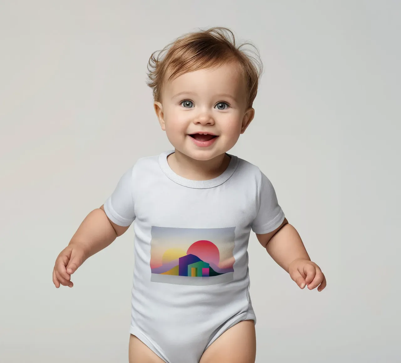 Paesaggio geometrico colorato body neonato maniche corte da Geometric