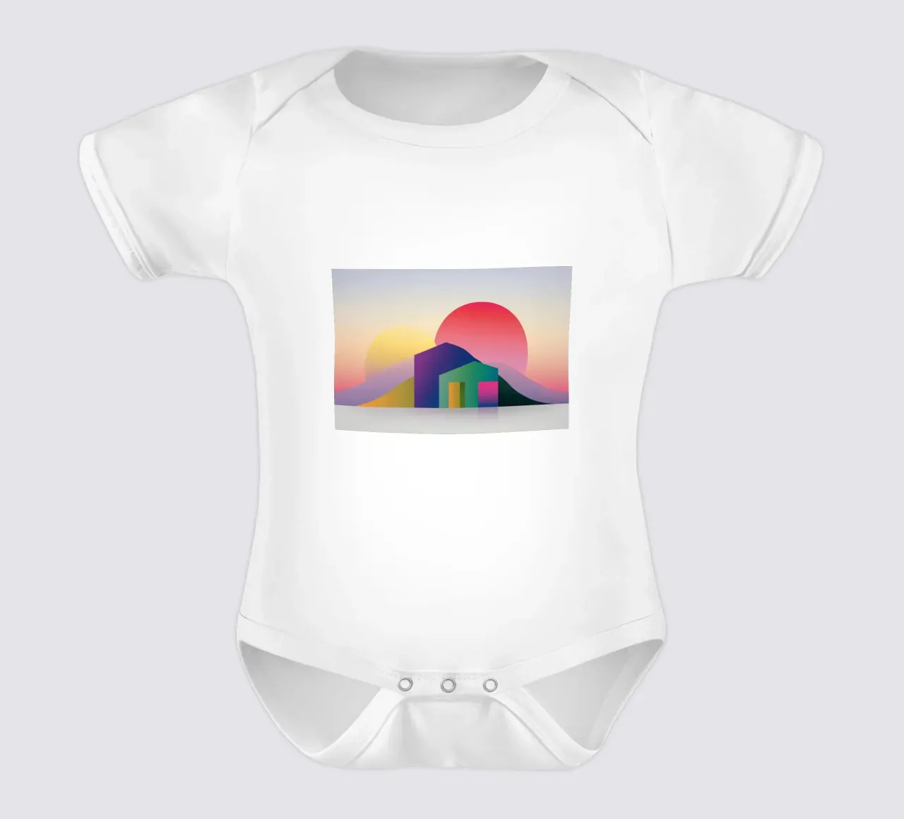 Paesaggio geometrico colorato body neonato maniche corte da Geometric