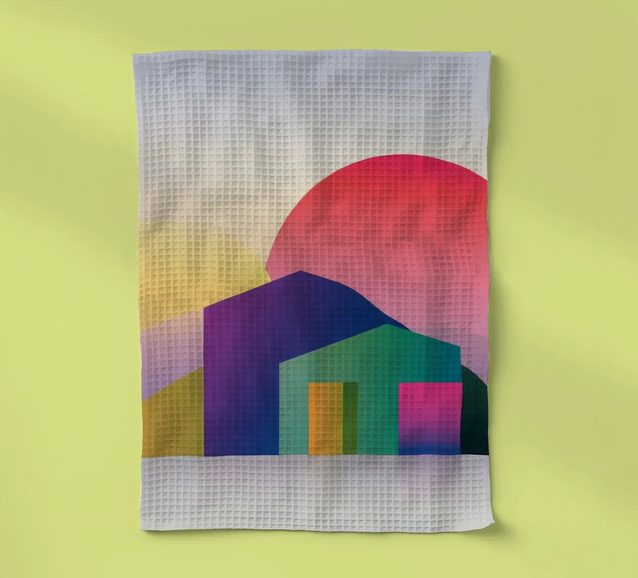 Paesaggio geometrico colorato canovaccio da cucina da Geometric