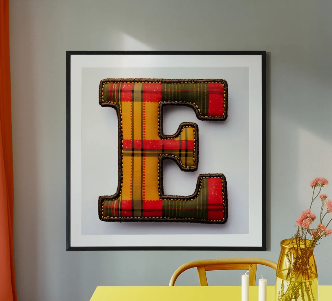 Plaid "E" - Una lettera accogliente per la vostra casa poster con telaio in legno da inspirational quote