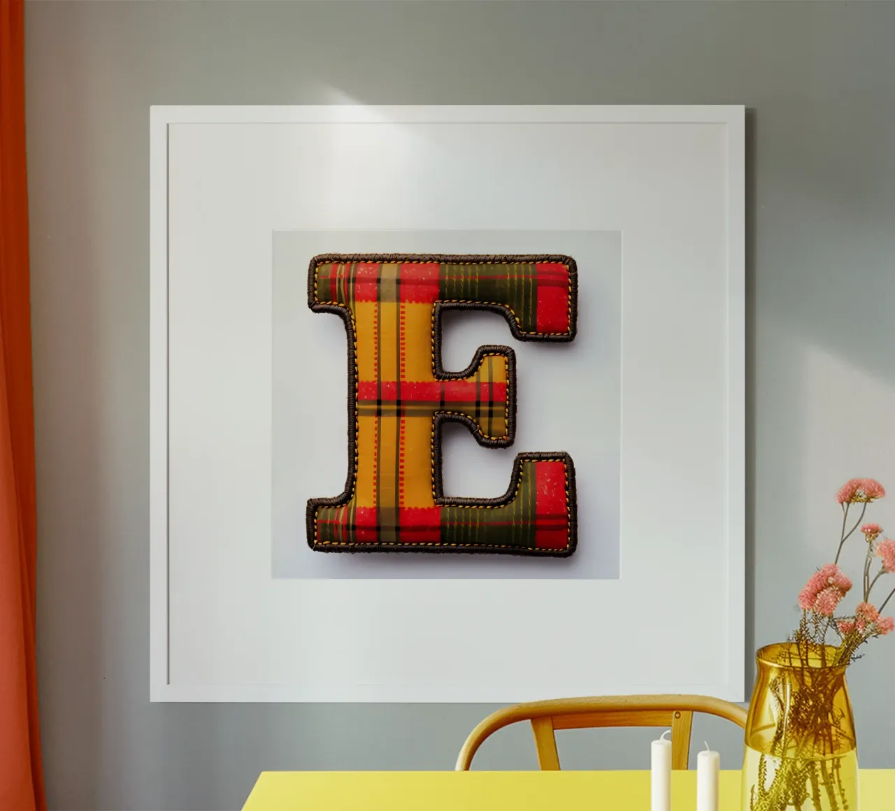 Plaid "E" - Una lettera accogliente per la vostra casa poster con telaio in legno da inspirational quote