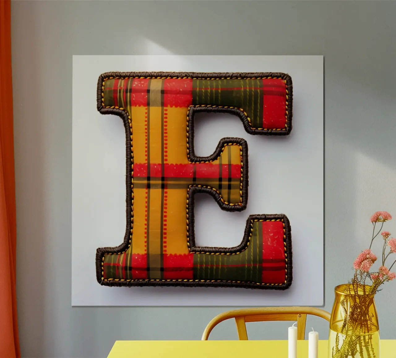 Plaid "E" - Una lettera accogliente per la vostra casa poster con telaio in legno da inspirational quote