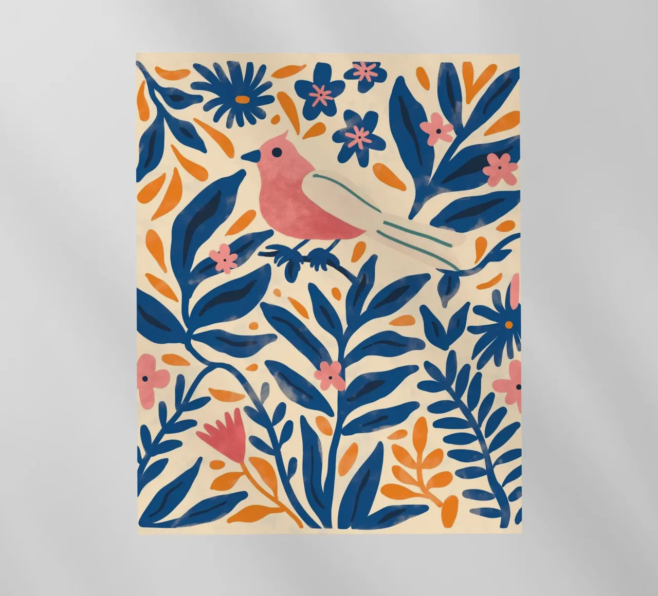 Uccello carino Rosa Retro Vintage Botanico Primavera Fiore Piante pellicola backlit da Gentle Echoes Art