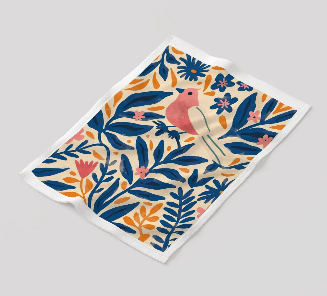 Uccello carino Rosa Retro Vintage Botanico Primavera Fiore Piante coperta in pile da Gentle Echoes Art