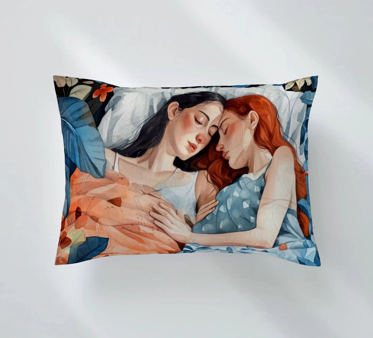 L'amore è nell'aria pittura digitale ad acquerello cuscino da Justyna Jaszke JBJart