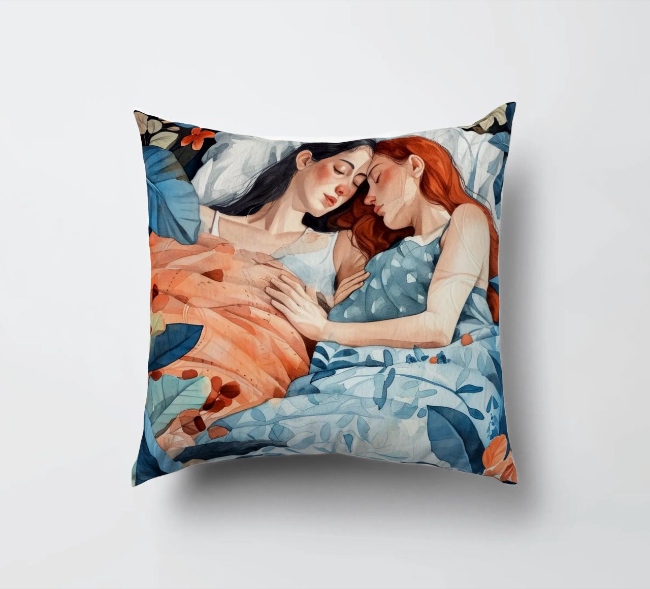 L'amore è nell'aria pittura digitale ad acquerello cuscino da Justyna Jaszke JBJart