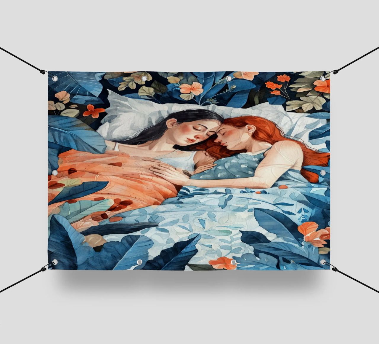 L'amore è nell'aria pittura digitale ad acquerello telo in pvc da Justyna Jaszke JBJart