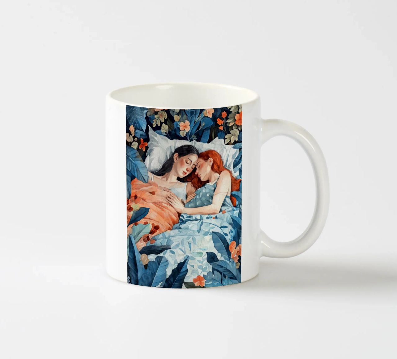 L'amore è nell'aria pittura digitale ad acquerello tazza in ceramica da Justyna Jaszke JBJart