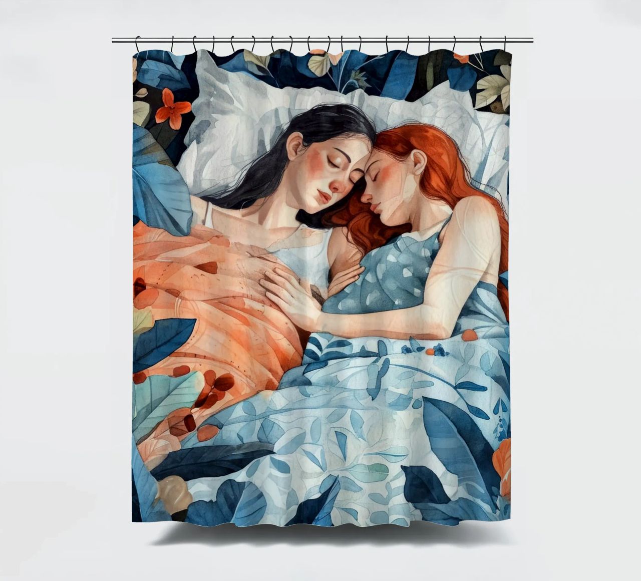 L'amore è nell'aria pittura digitale ad acquerello tenda da doccia da Justyna Jaszke JBJart