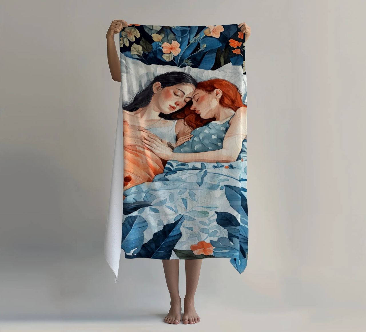 L'amore è nell'aria pittura digitale ad acquerello telo mare da Justyna Jaszke JBJart