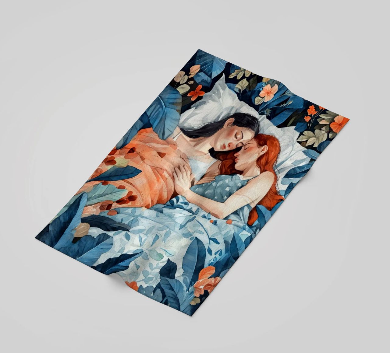 L'amore è nell'aria pittura digitale ad acquerello telo mare da Justyna Jaszke JBJart
