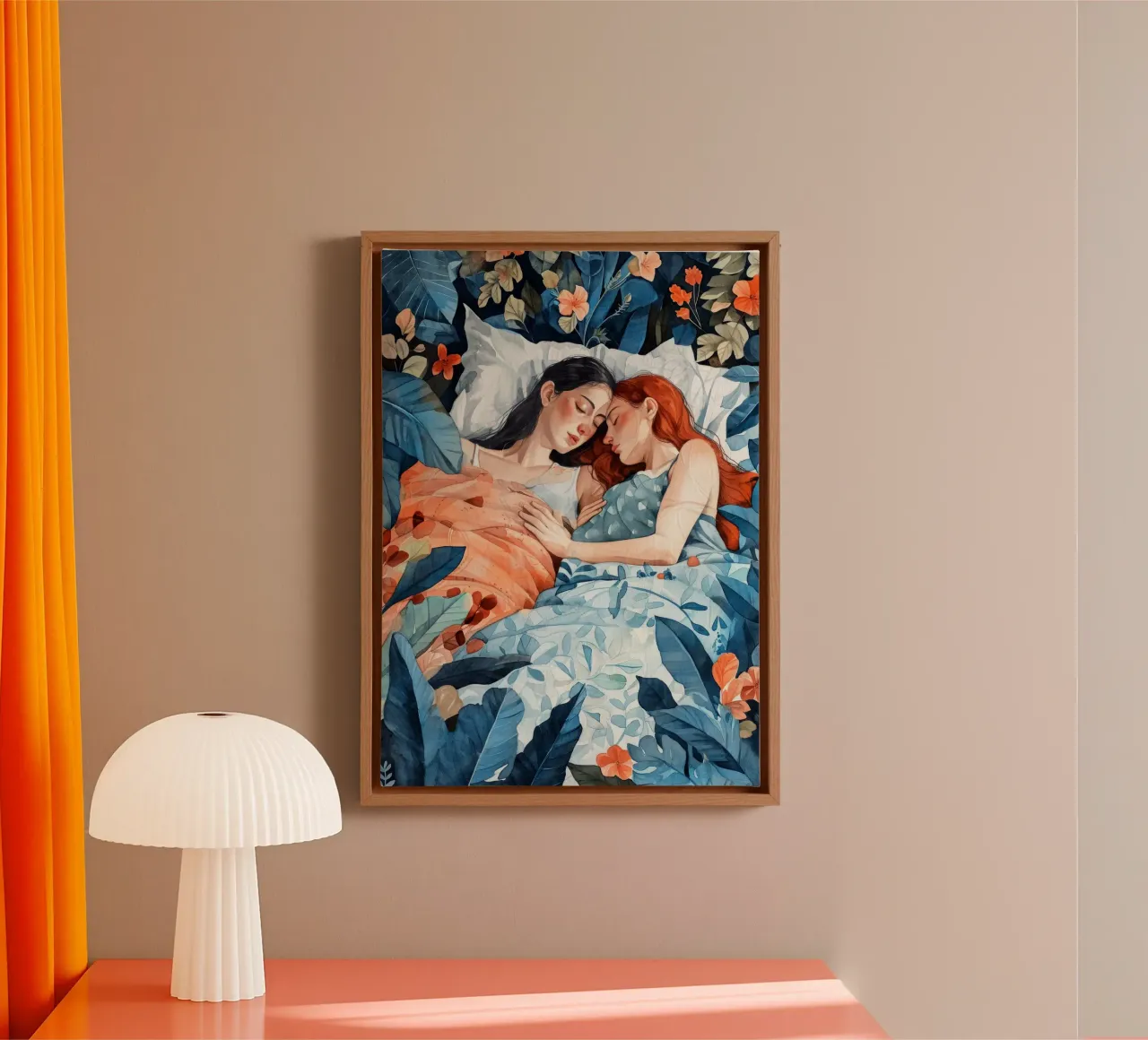 L'amore è nell'aria pittura digitale ad acquerello tela con Cornice a cassetta da Justyna Jaszke JBJart