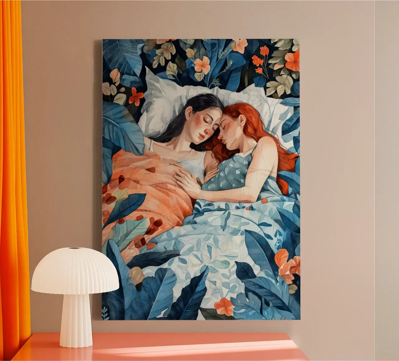L'amore è nell'aria pittura digitale ad acquerello tela con Cornice a cassetta da Justyna Jaszke JBJart