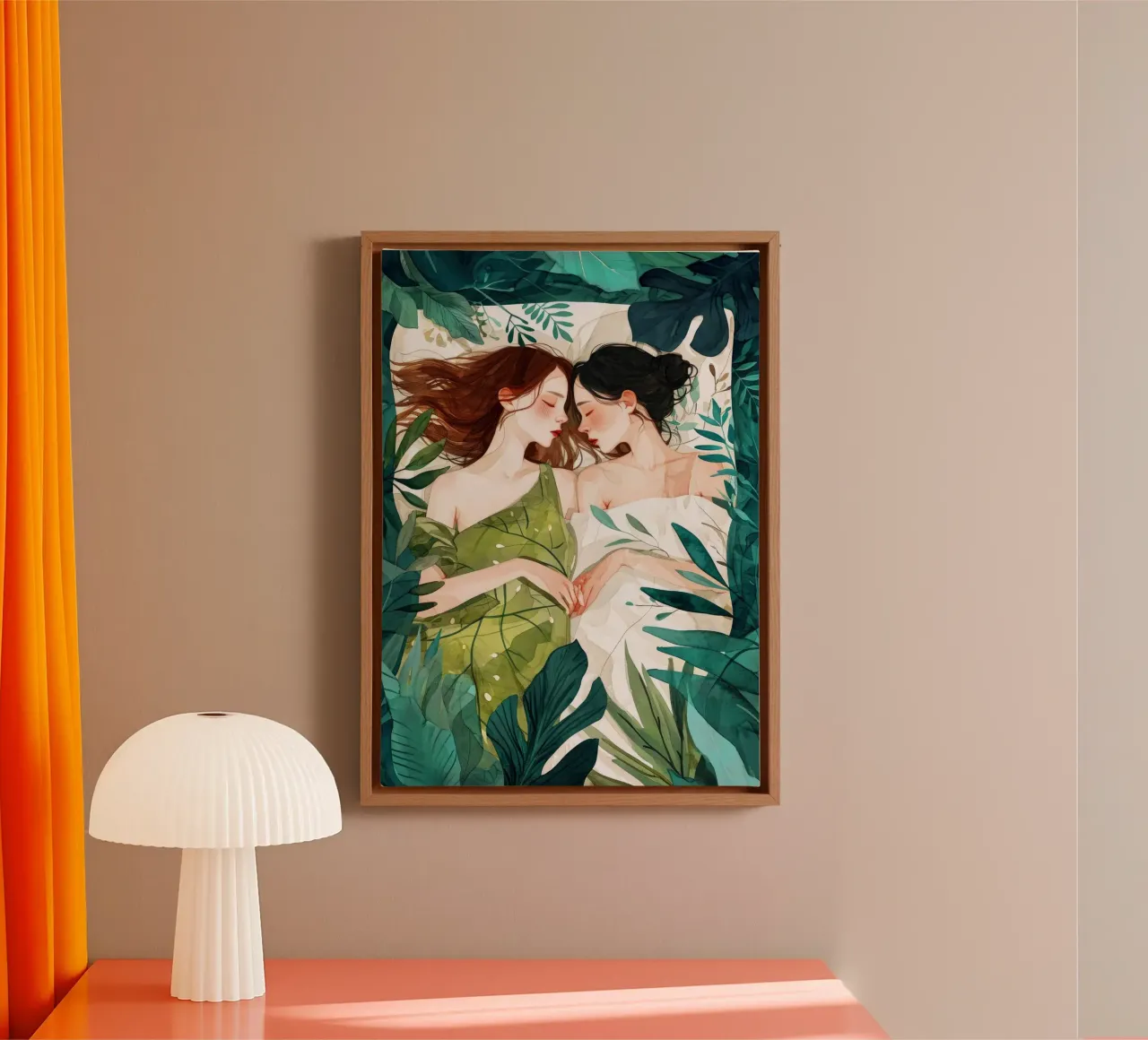 L'amore è nell'aria pittura digitale ad acquerello tela con Cornice a cassetta da Justyna Jaszke JBJart