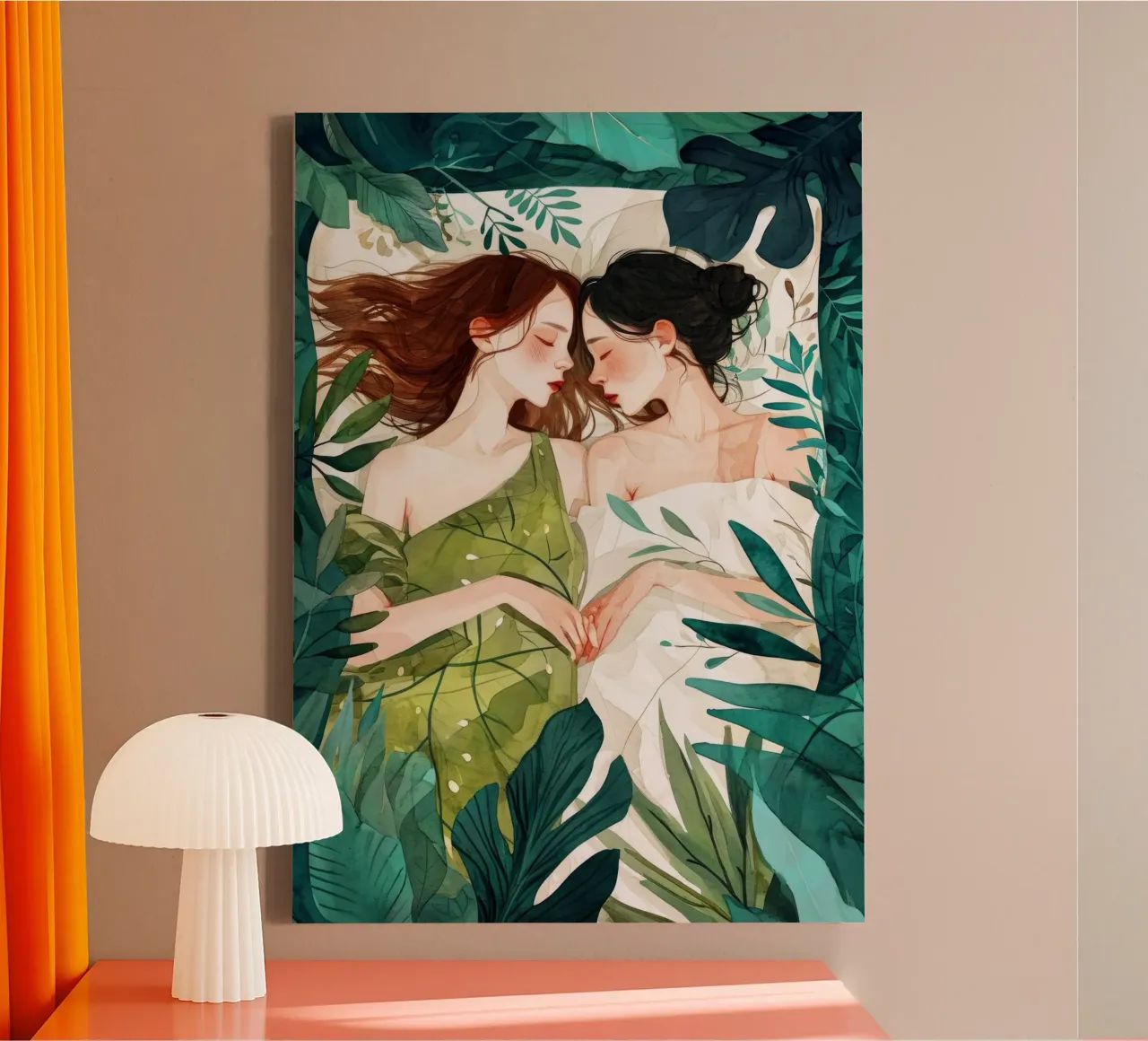L'amore è nell'aria pittura digitale ad acquerello tela con Cornice a cassetta da Justyna Jaszke JBJart
