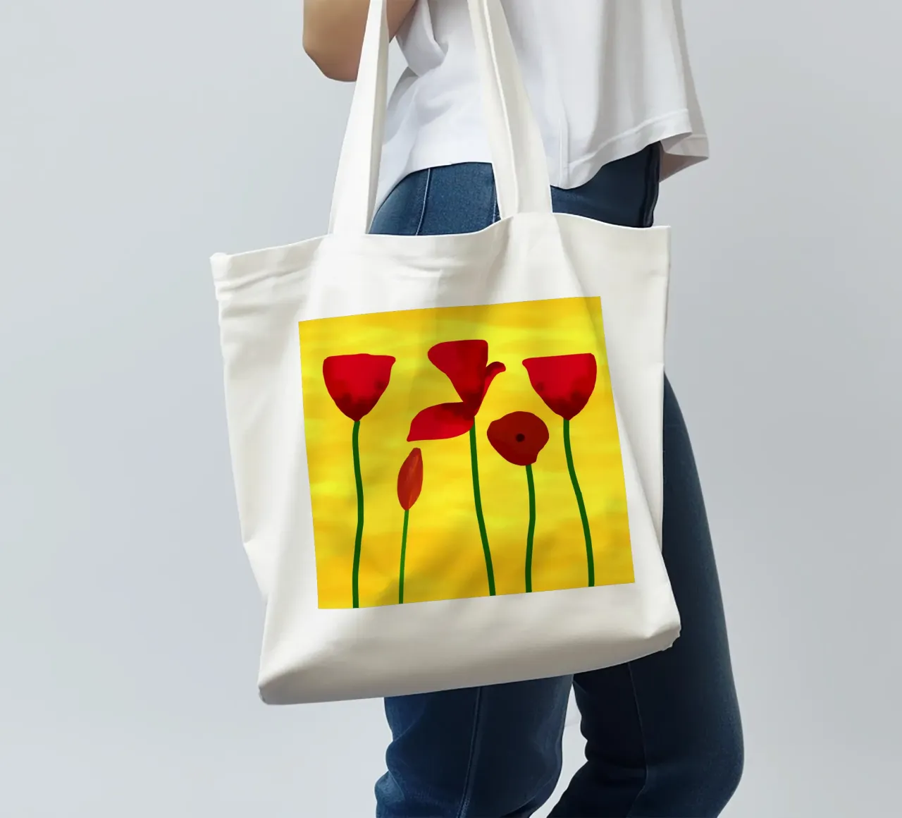 Red Poppies tote bag by Scratch Productions