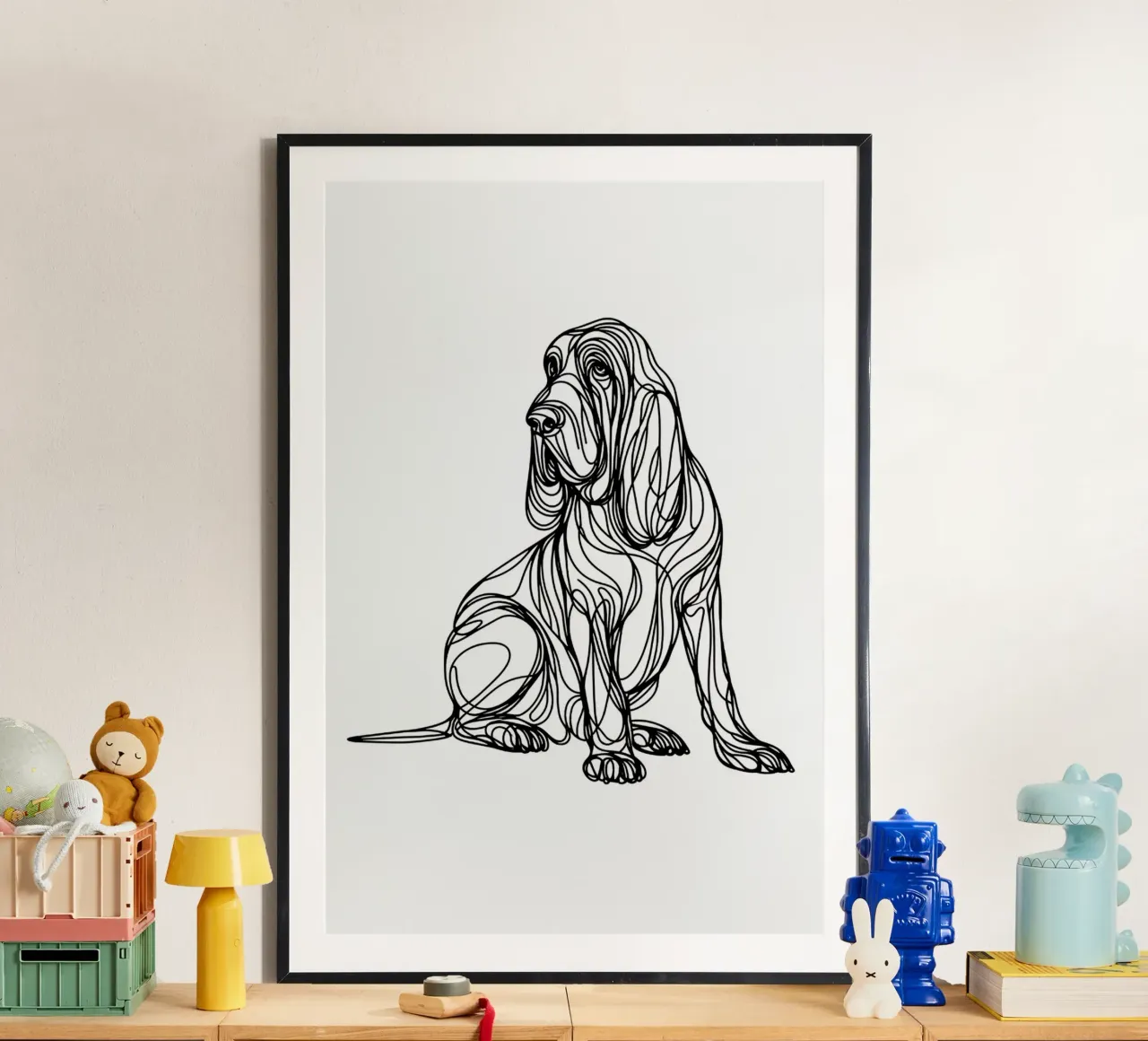 Disegno artistico lineare del cane segugio poster da WijdevenDesign