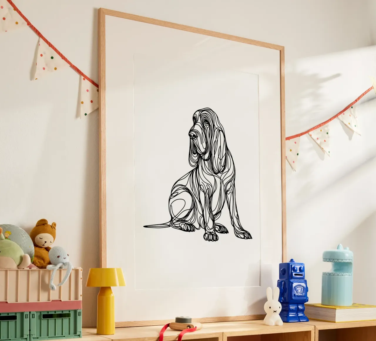 Disegno artistico lineare del cane segugio poster da WijdevenDesign