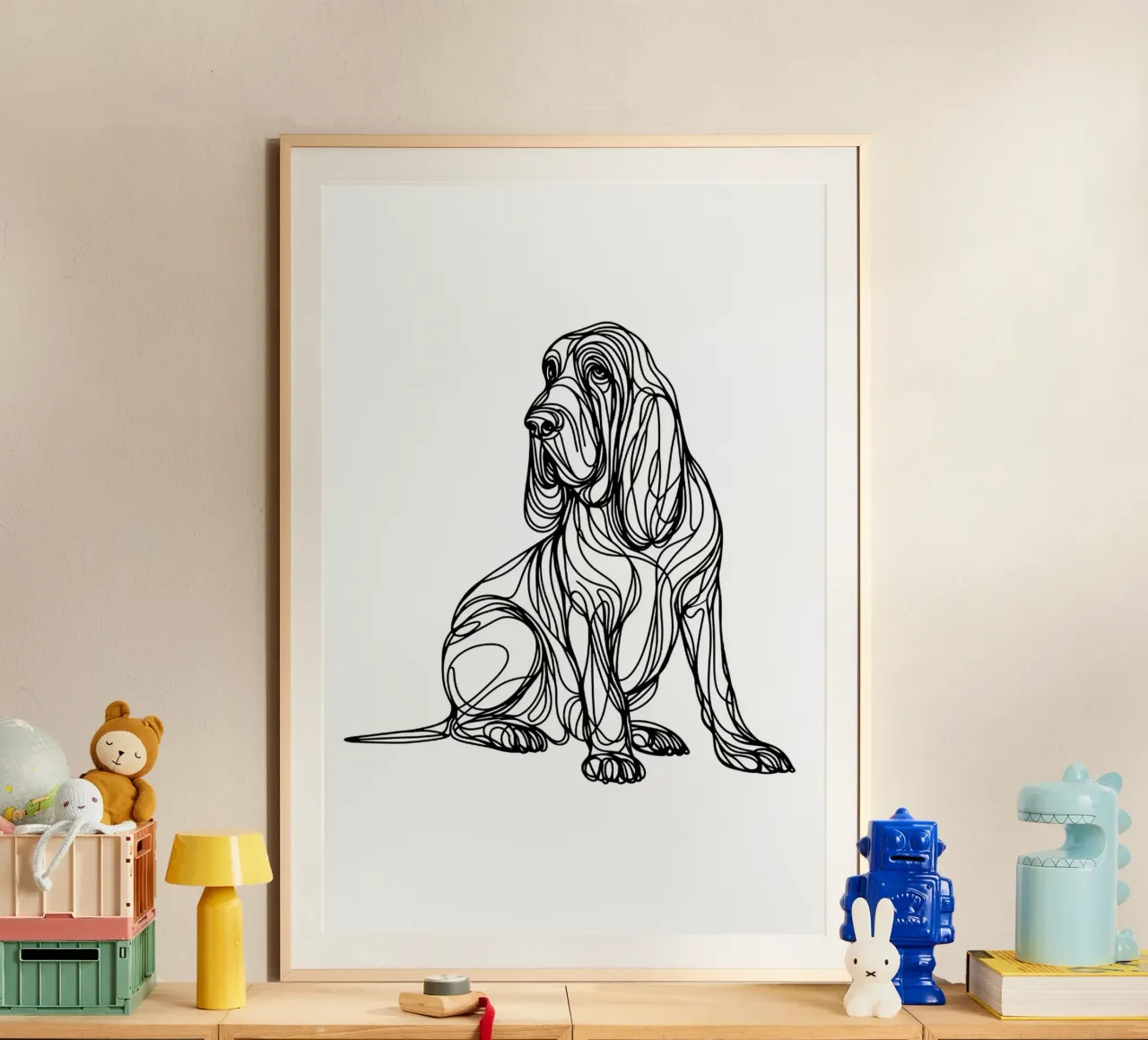 Disegno artistico lineare del cane segugio poster da WijdevenDesign