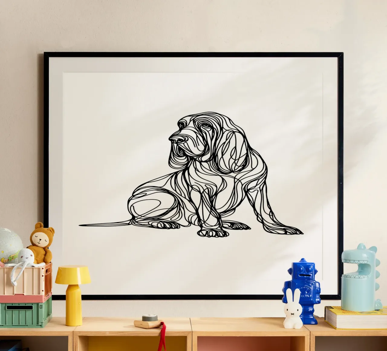 Disegno artistico lineare del cane segugio poster da WijdevenDesign