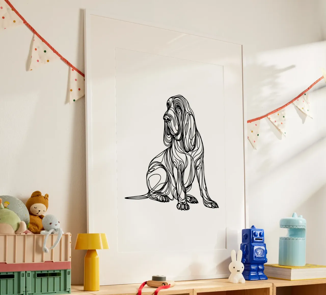 Disegno artistico lineare del cane segugio poster da WijdevenDesign