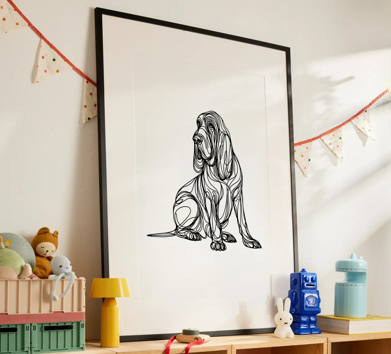 Disegno artistico lineare del cane segugio poster da WijdevenDesign
