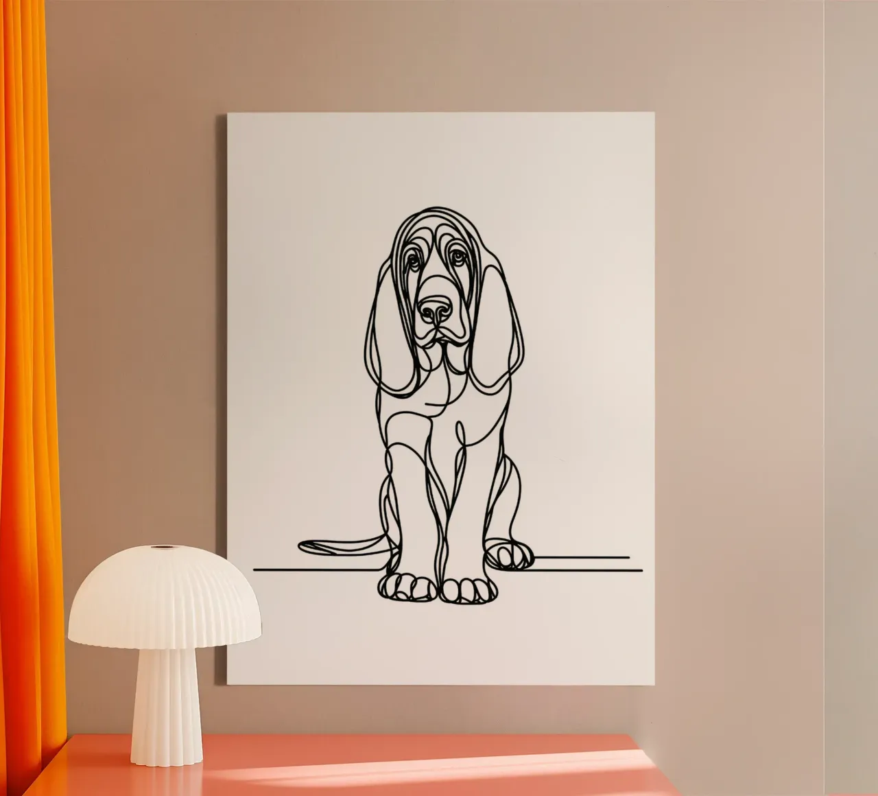 Disegno artistico lineare del cane segugio tela con Cornice a cassetta da WijdevenDesign
