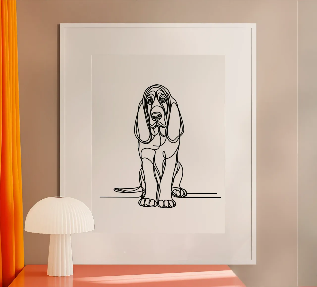 Disegno artistico lineare del cane segugio poster da WijdevenDesign