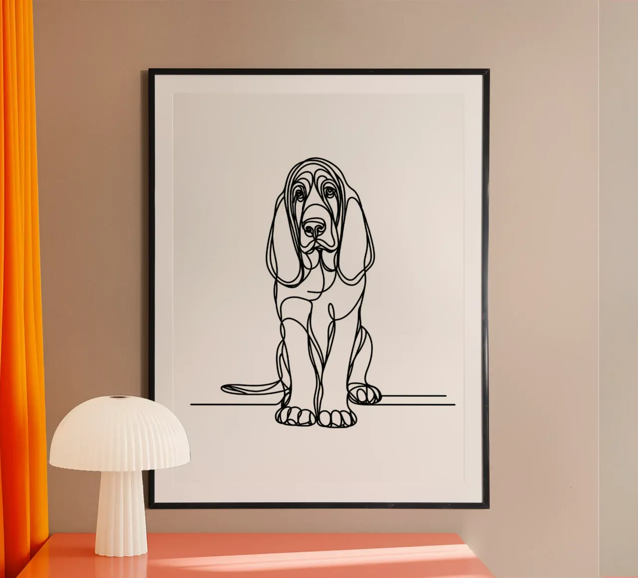 Disegno artistico lineare del cane segugio poster da WijdevenDesign