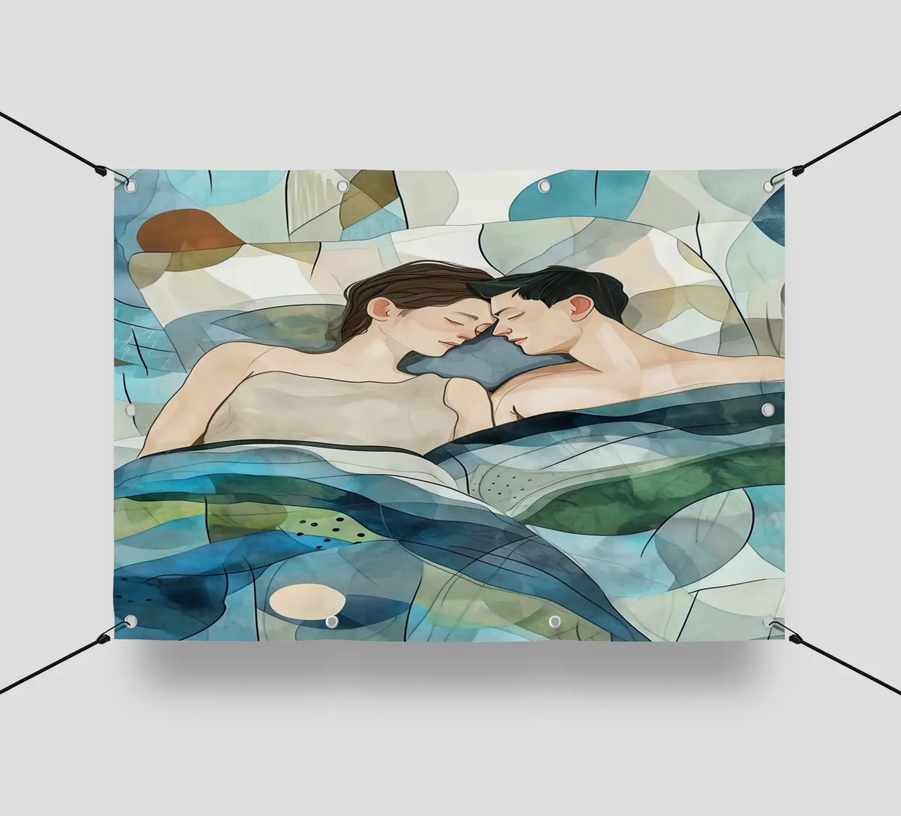 L'amore è nell'aria pittura digitale ad acquerello telo in pvc da Justyna Jaszke JBJart