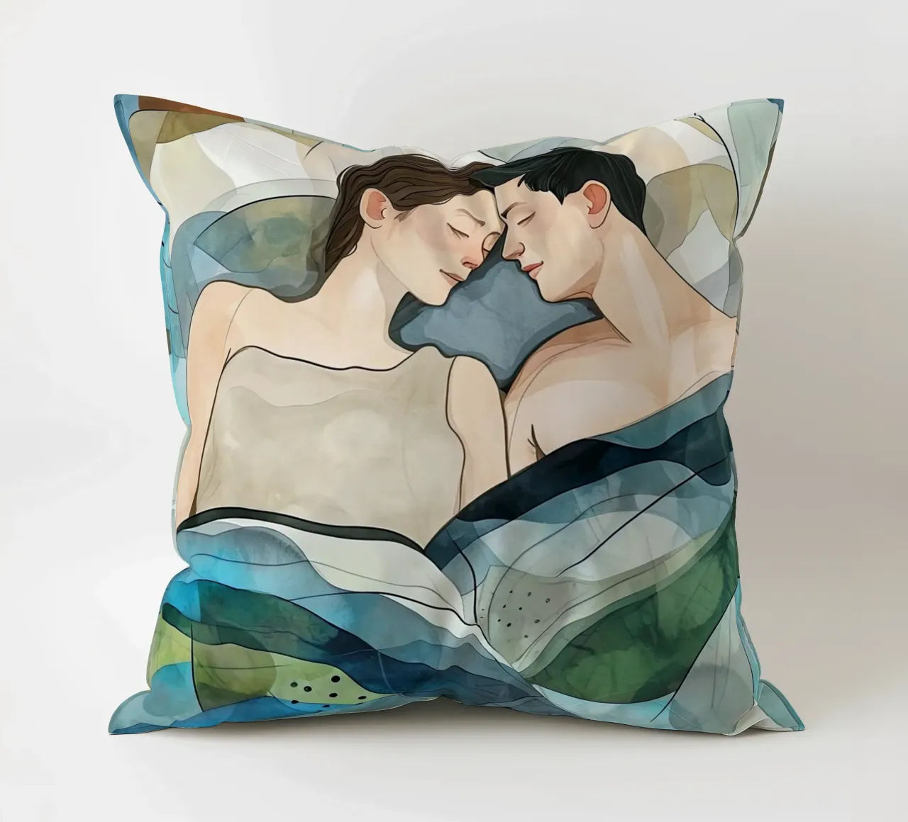 L'amore è nell'aria pittura digitale ad acquerello cuscino da Justyna Jaszke JBJart