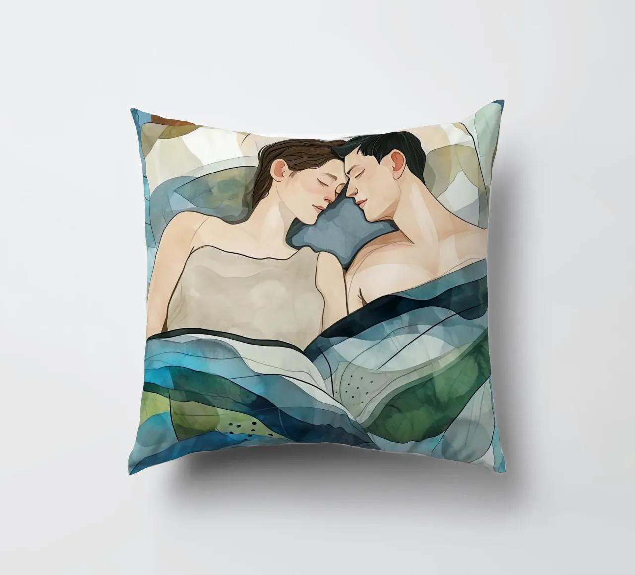 L'amore è nell'aria pittura digitale ad acquerello cuscino da Justyna Jaszke JBJart