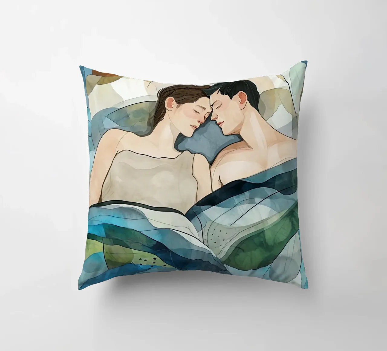 L'amore è nell'aria pittura digitale ad acquerello cuscino da Justyna Jaszke JBJart