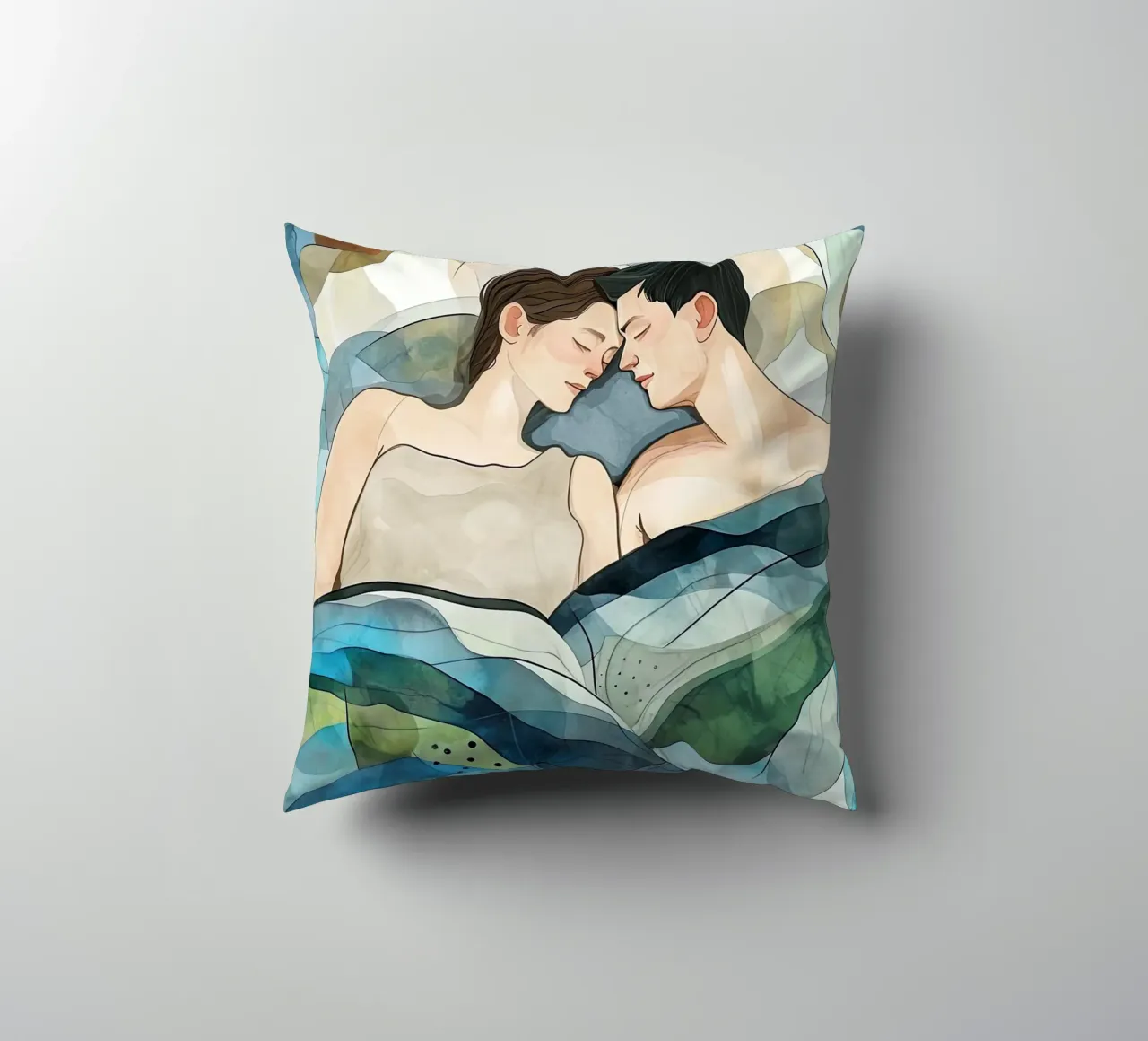 L'amore è nell'aria pittura digitale ad acquerello cuscino da Justyna Jaszke JBJart