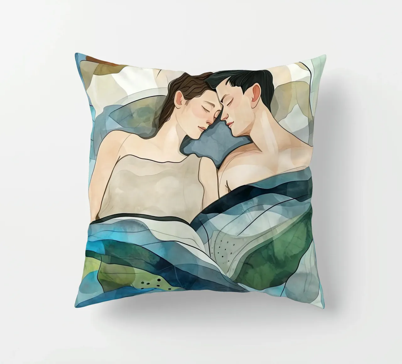 L'amore è nell'aria pittura digitale ad acquerello cuscino da Justyna Jaszke JBJart