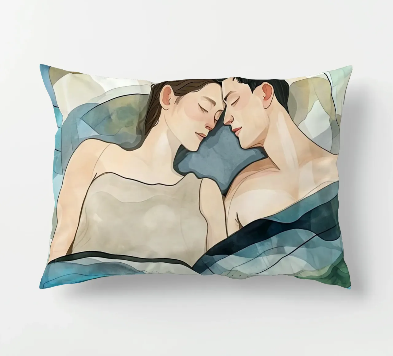 L'amore è nell'aria pittura digitale ad acquerello cuscino da Justyna Jaszke JBJart