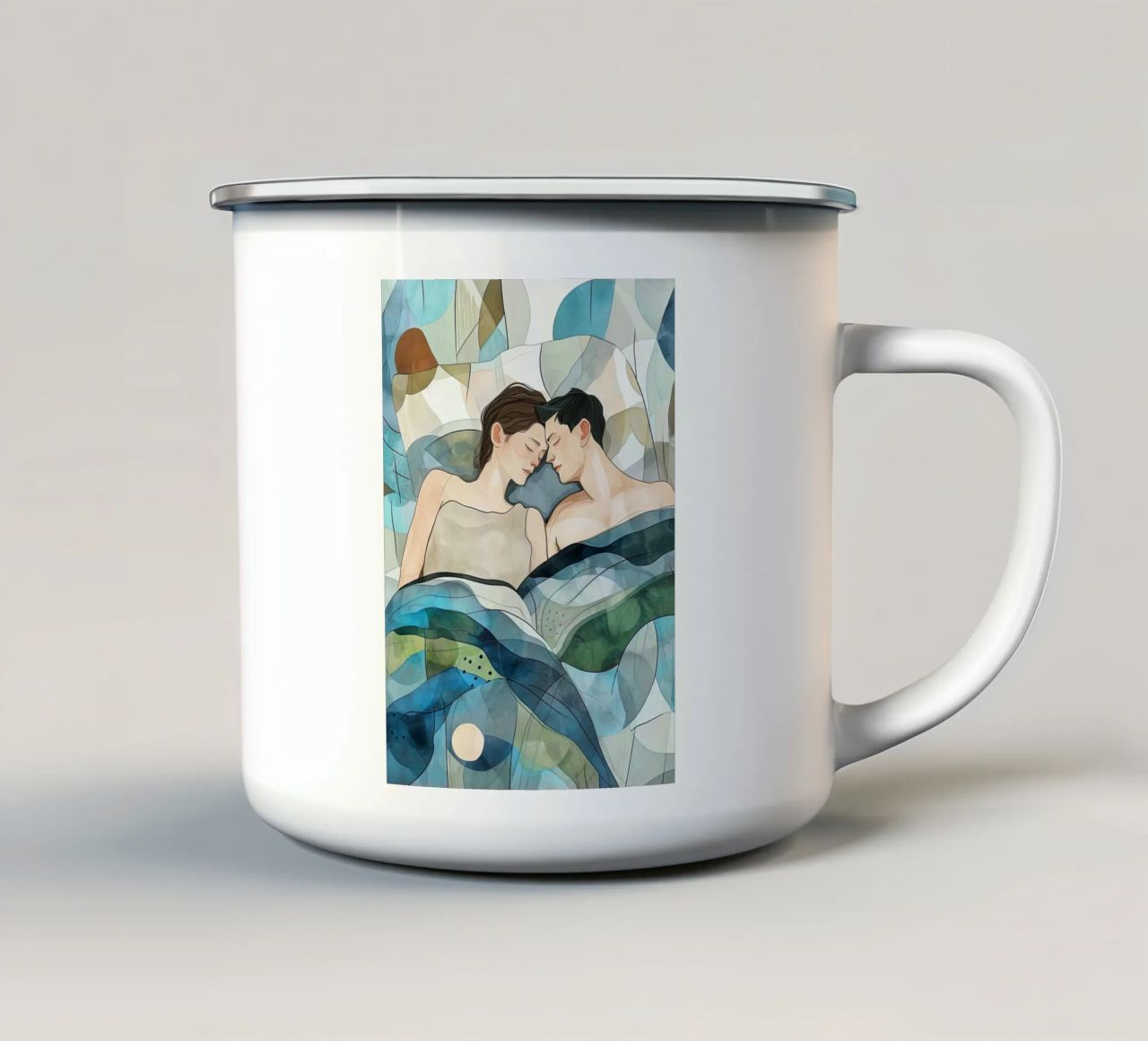 L'amore è nell'aria pittura digitale ad acquerello tazza in smalto da Justyna Jaszke JBJart