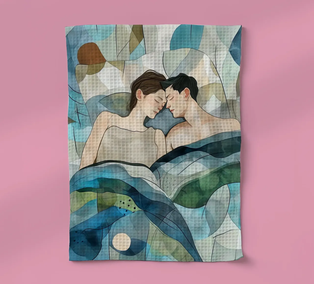Liebe liegt in der Luft Aquarell digitale Malerei Geschirrtuch von Justyna Jaszke JBJart