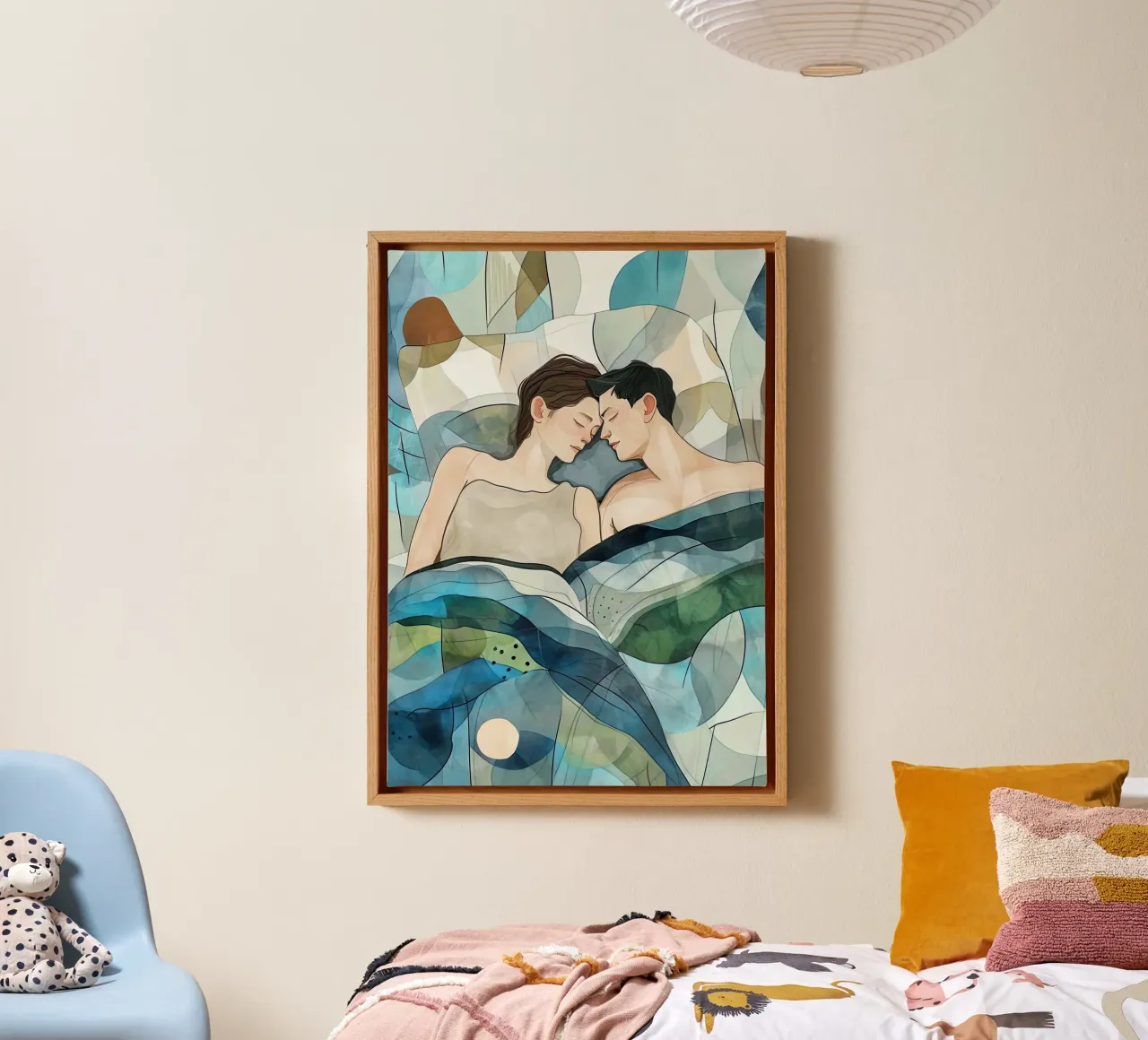 L'amore è nell'aria pittura digitale ad acquerello tela con Cornice a cassetta da Justyna Jaszke JBJart
