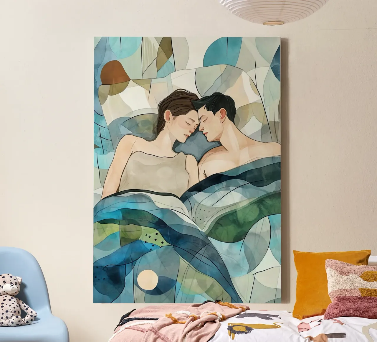 L'amore è nell'aria pittura digitale ad acquerello tela con Cornice a cassetta da Justyna Jaszke JBJart