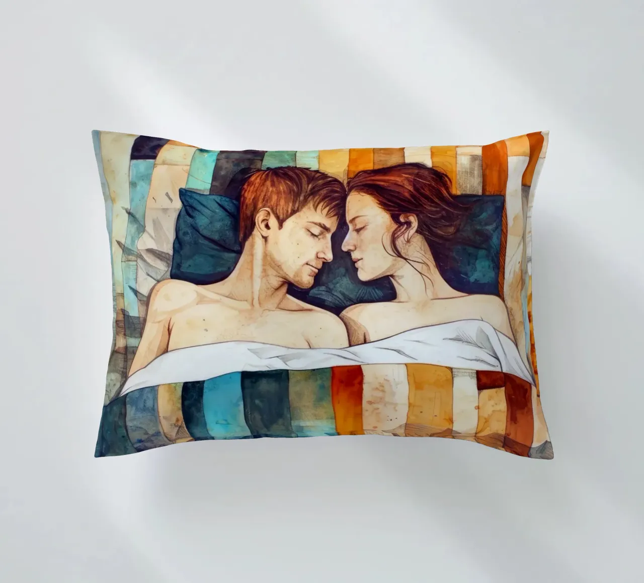 L'amore è nell'aria pittura digitale ad acquerello cuscino da Justyna Jaszke JBJart