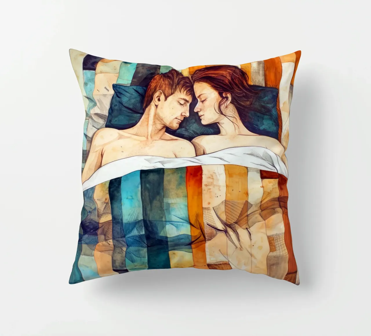 L'amore è nell'aria pittura digitale ad acquerello cuscino da Justyna Jaszke JBJart
