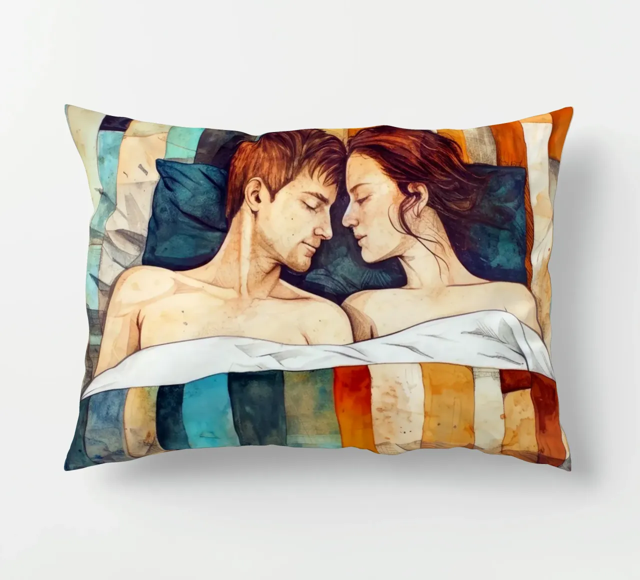 L'amore è nell'aria pittura digitale ad acquerello cuscino da Justyna Jaszke JBJart
