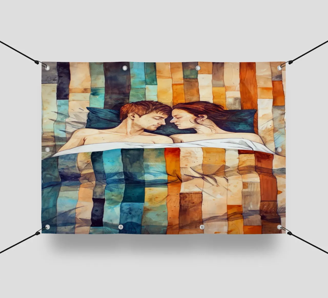 L'amore è nell'aria pittura digitale ad acquerello telo in pvc da Justyna Jaszke JBJart