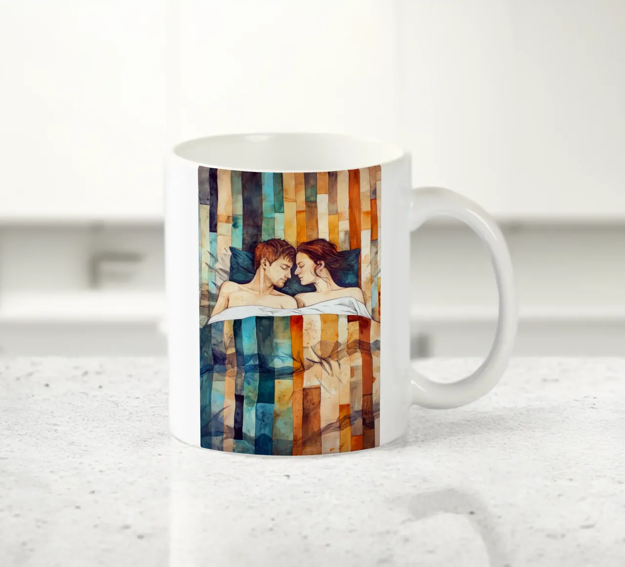 L'amore è nell'aria pittura digitale ad acquerello tazza in ceramica da Justyna Jaszke JBJart