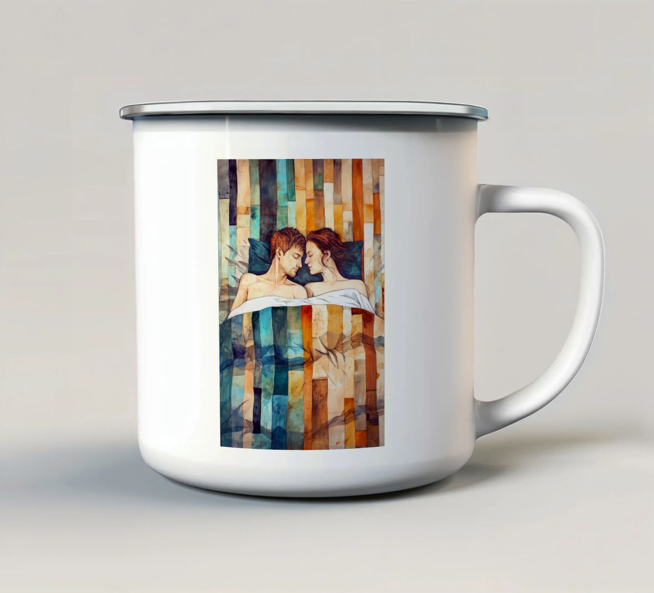 L'amore è nell'aria pittura digitale ad acquerello tazza in smalto da Justyna Jaszke JBJart