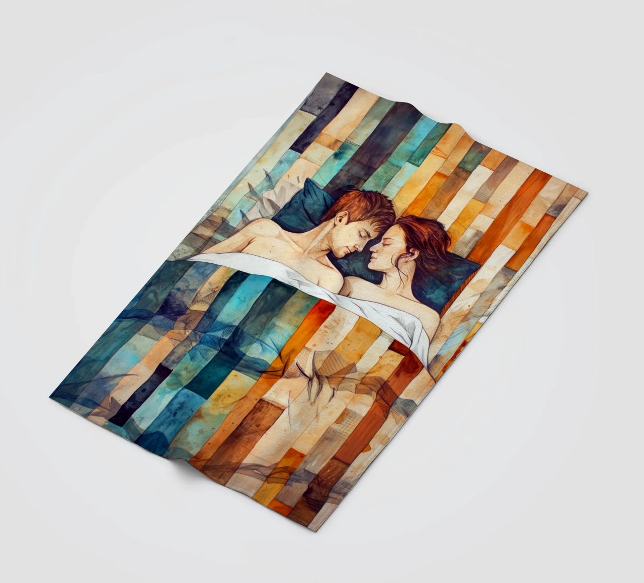 Liefde hangt in de lucht aquarel digitaal schilderij fleecedeken van Justyna Jaszke JBJart