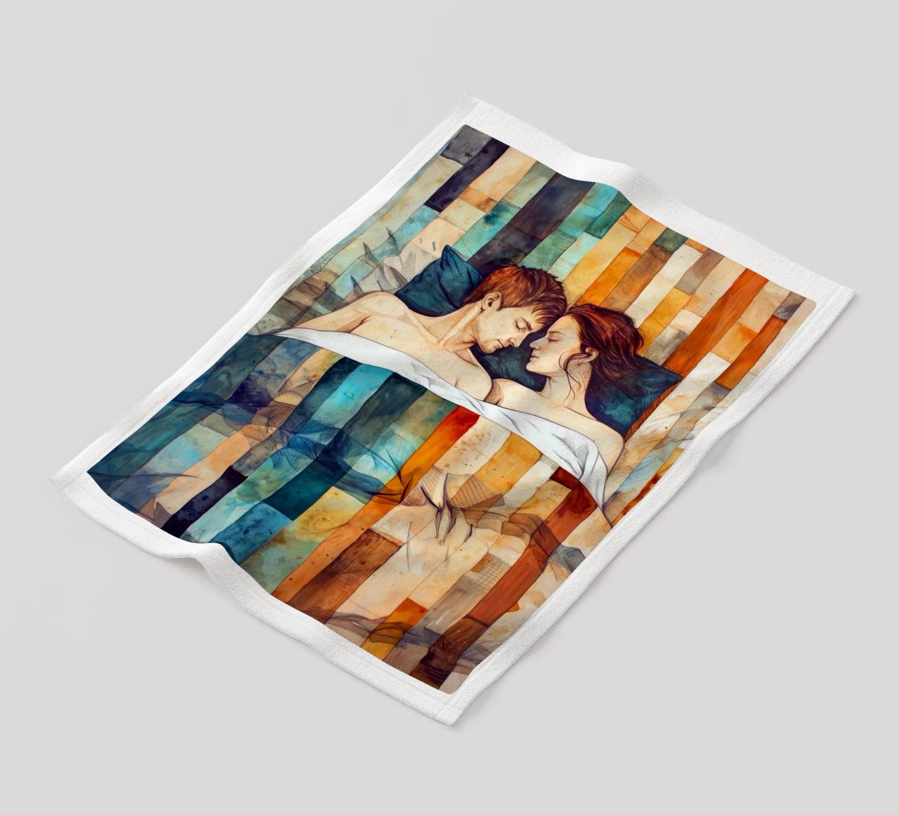 Liefde hangt in de lucht aquarel digitaal schilderij fleecedeken van Justyna Jaszke JBJart