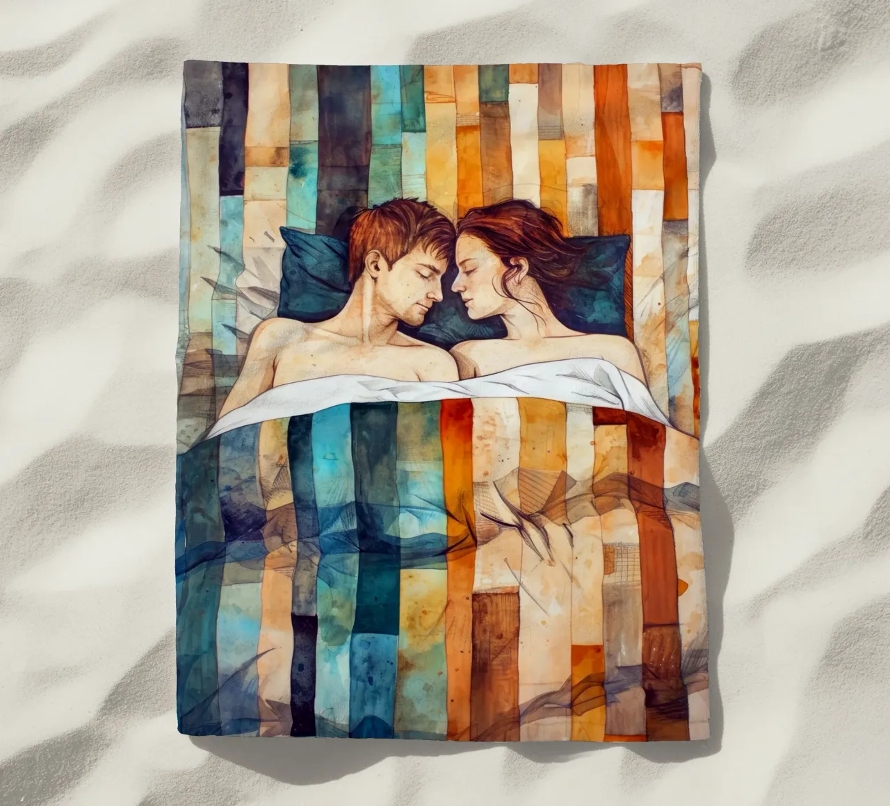 L'amore è nell'aria pittura digitale ad acquerello telo mare da Justyna Jaszke JBJart